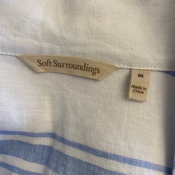 Soft Surroundings Striped Shirt Dress Womens Size‎ M Blue White Lagenlook - Picture 2 of 8